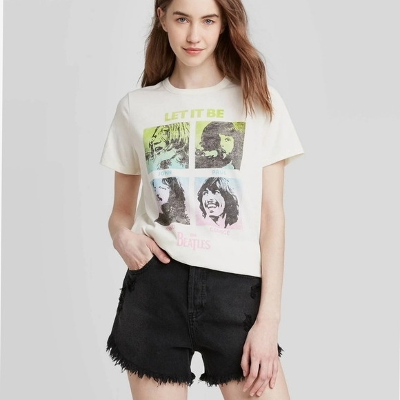 🌴FINAL SALE Beatles Let it Be Tee Cream Medium - Picture 1 of 8